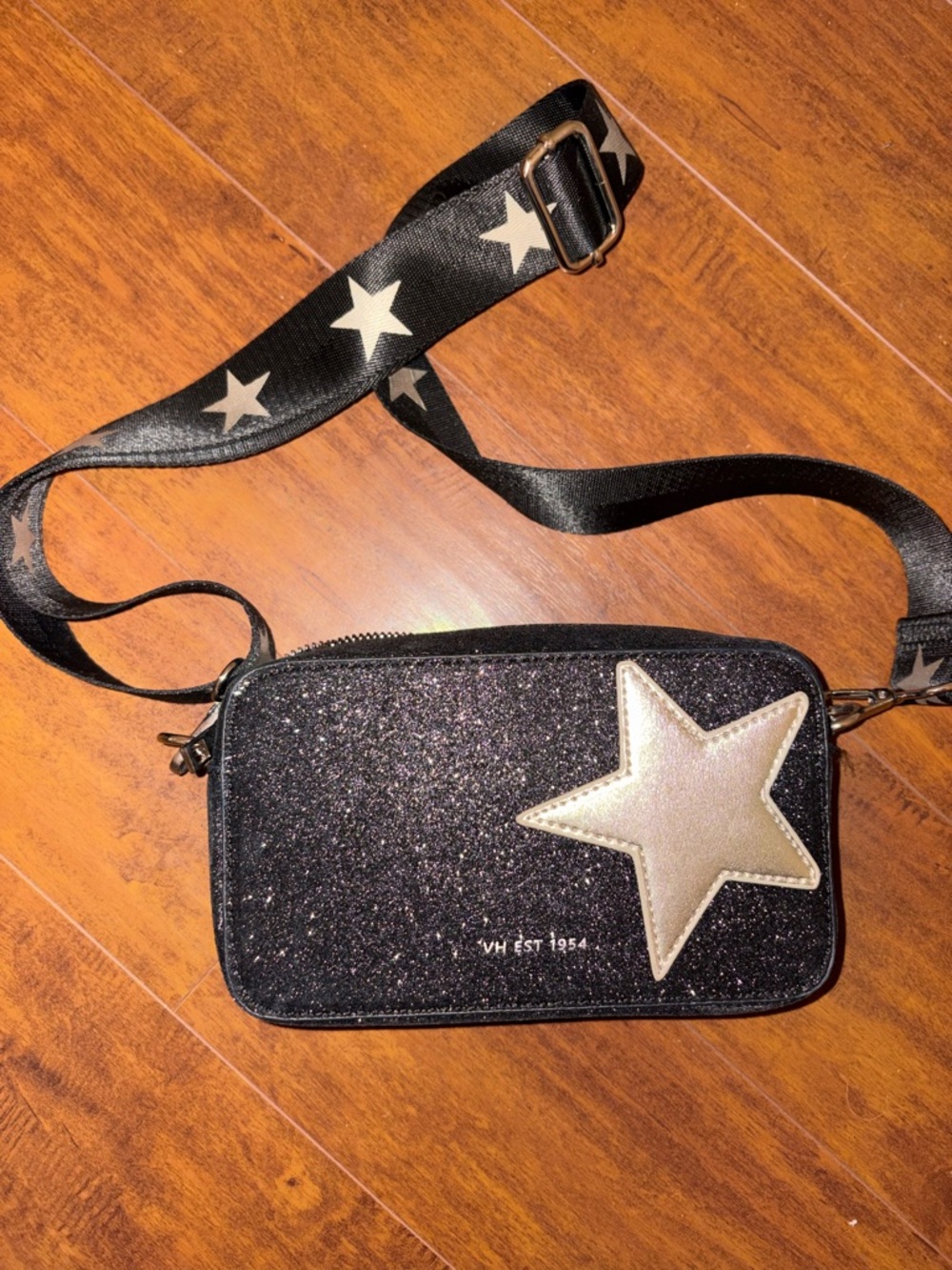 Vintage Havana - Black Glitter Crossbody Bag